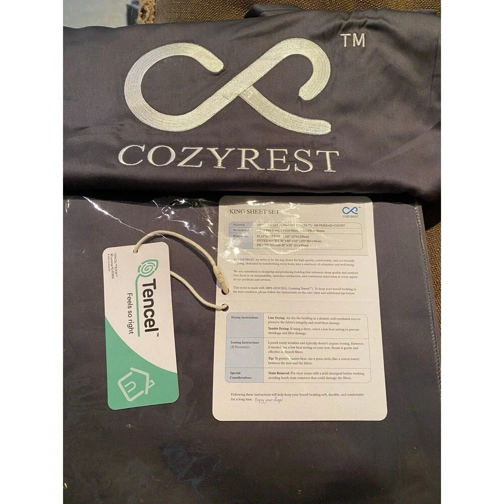 NWT COZYREST 100% Tencel Lyocell King Sheet Set Cooling & Breathable 4PC Luxury